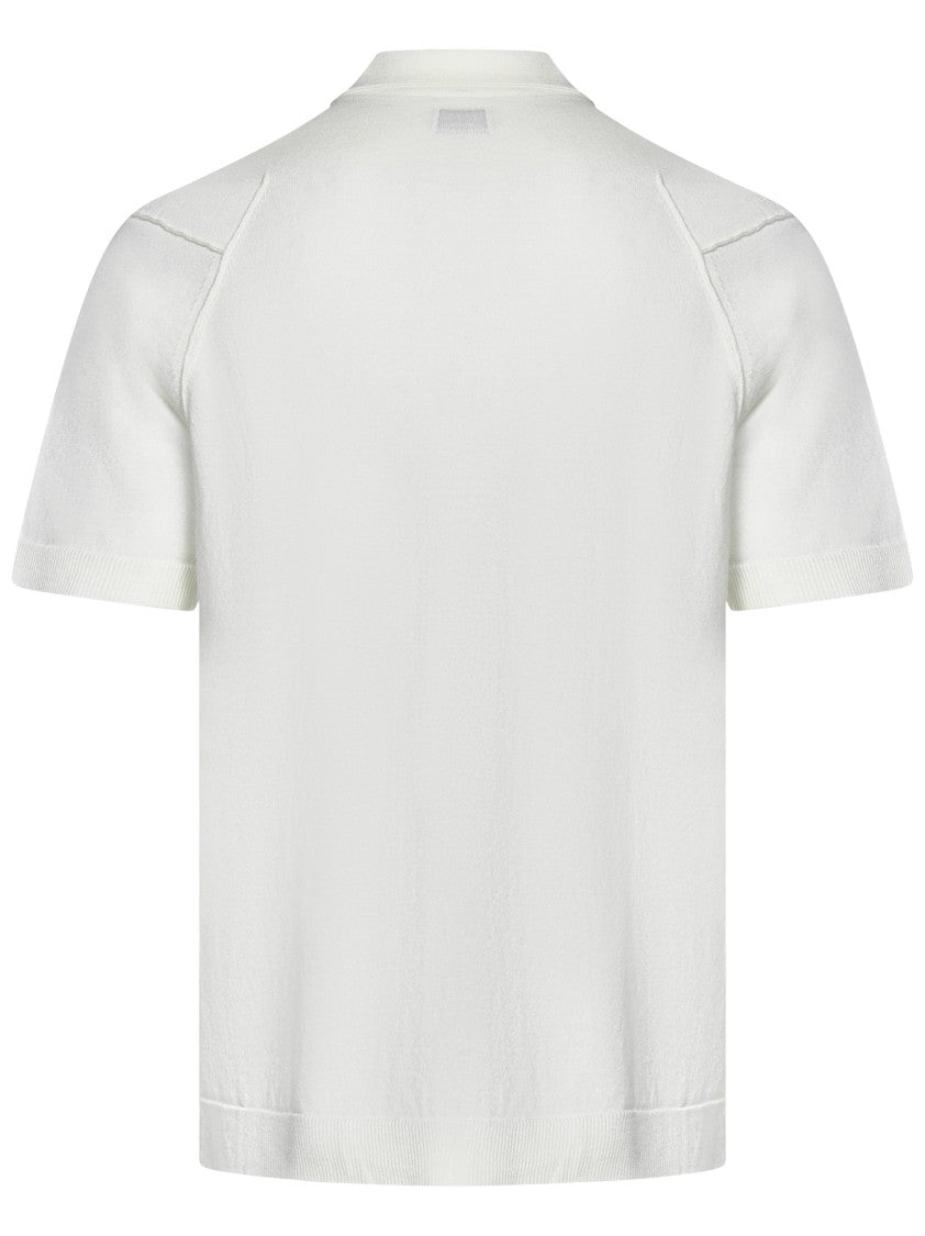 C.P. Company White Polo Shirt With Chest Pocket