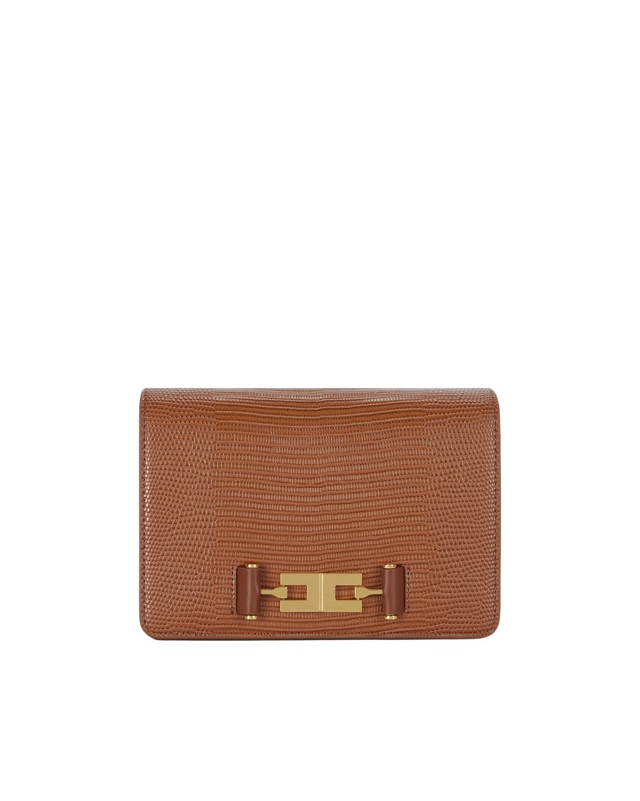 Elisabetta Franchi Rectangular Crossbody Bag With Lizard Skin Texture