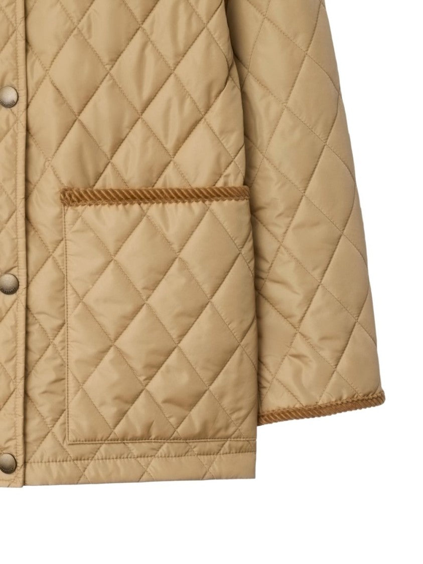 Burberry Quilted Jacket With Corduroy Collar And Boxy Silhouette