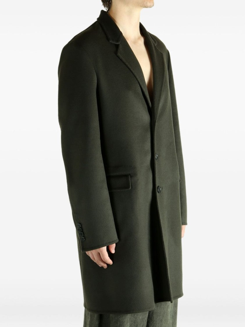 Givenchy Green Notched Lapel Flap Pocket Coat