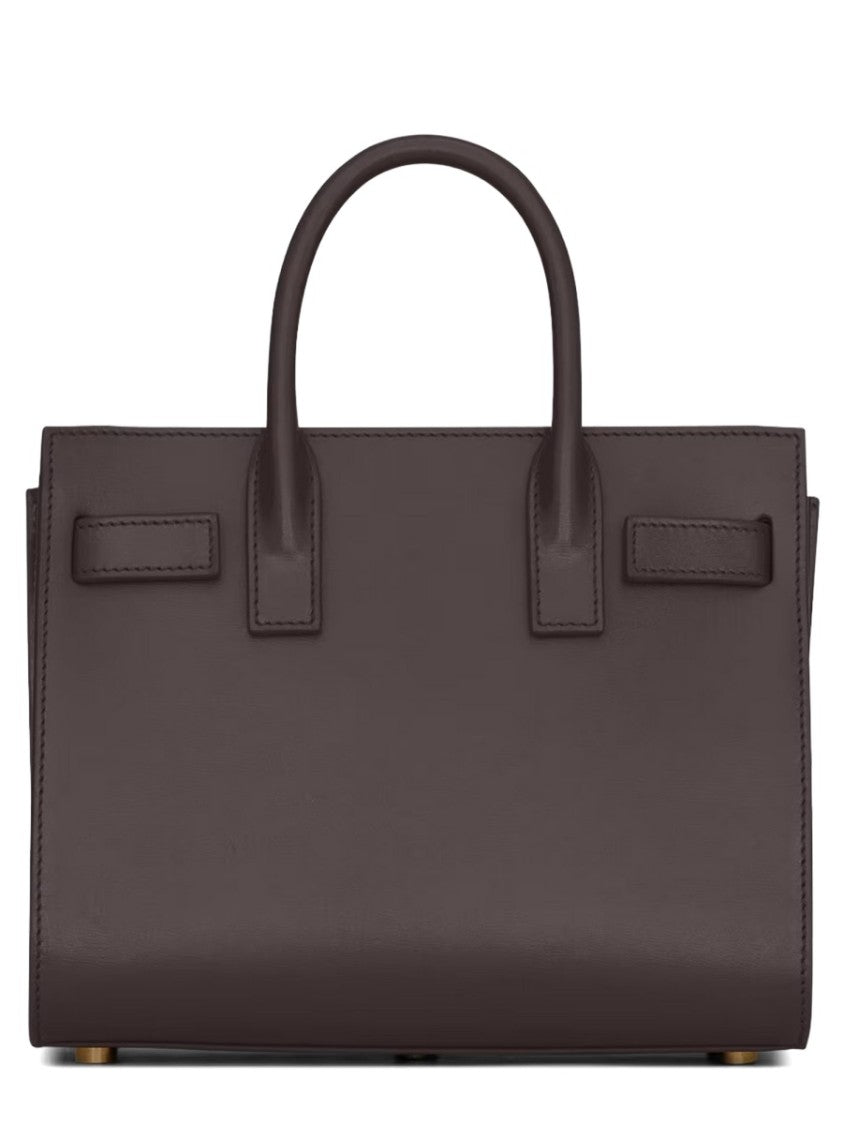 Saint Laurent Brown Sac De Jour Nano Lambskin Structured Handbag