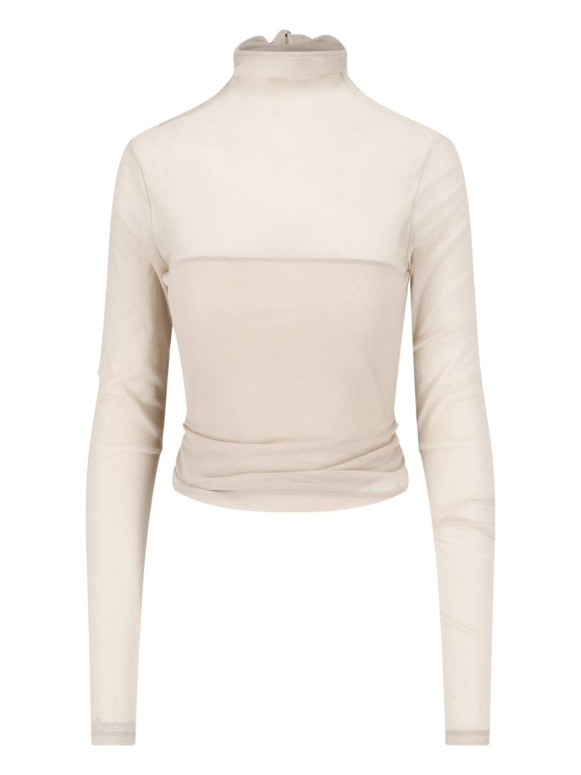 Lemaire Cream Layered Rear Bow Long-Sleeve Blouse