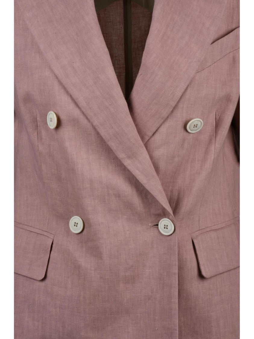 Eleventy Pink Double-Breasted Linen Jacket