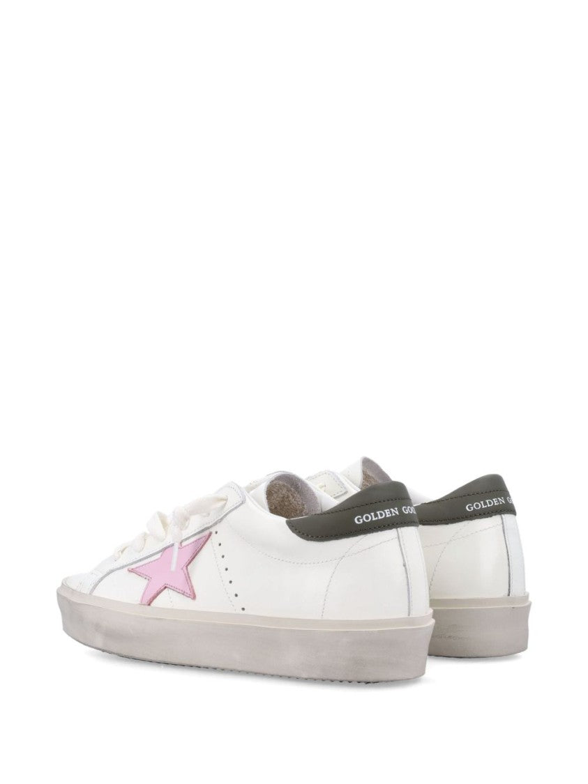 Golden Goose Branded White Leather Sneakers With Contrasting Heel