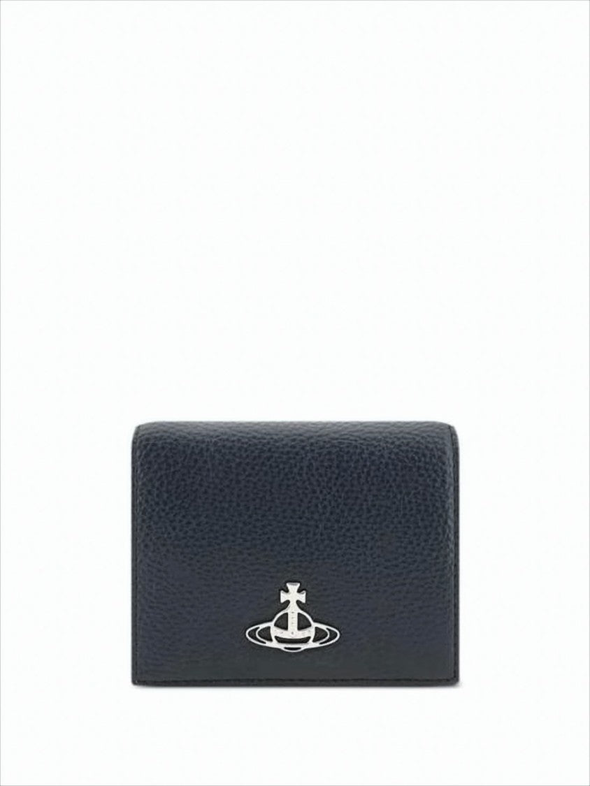 Vivienne Westwood Textured Polyurethane Compact Wallet With Metallic Emblem