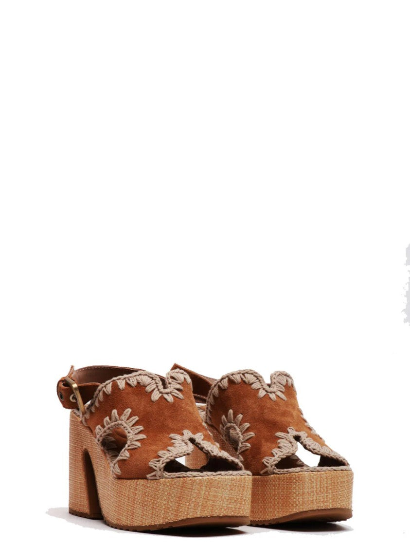Mou Platform Sandals With Chunky Woven Heel