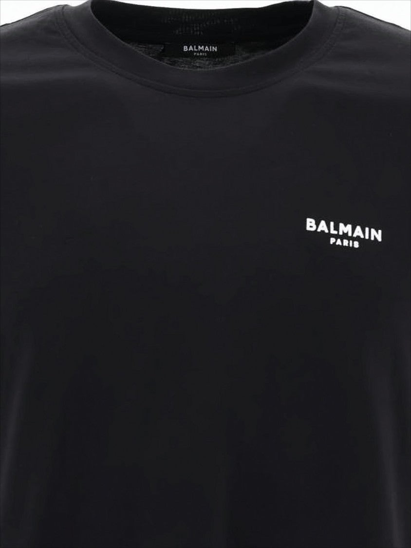 Balmain Minimalist Black Crew Neck T-Shirt With Logo Detail