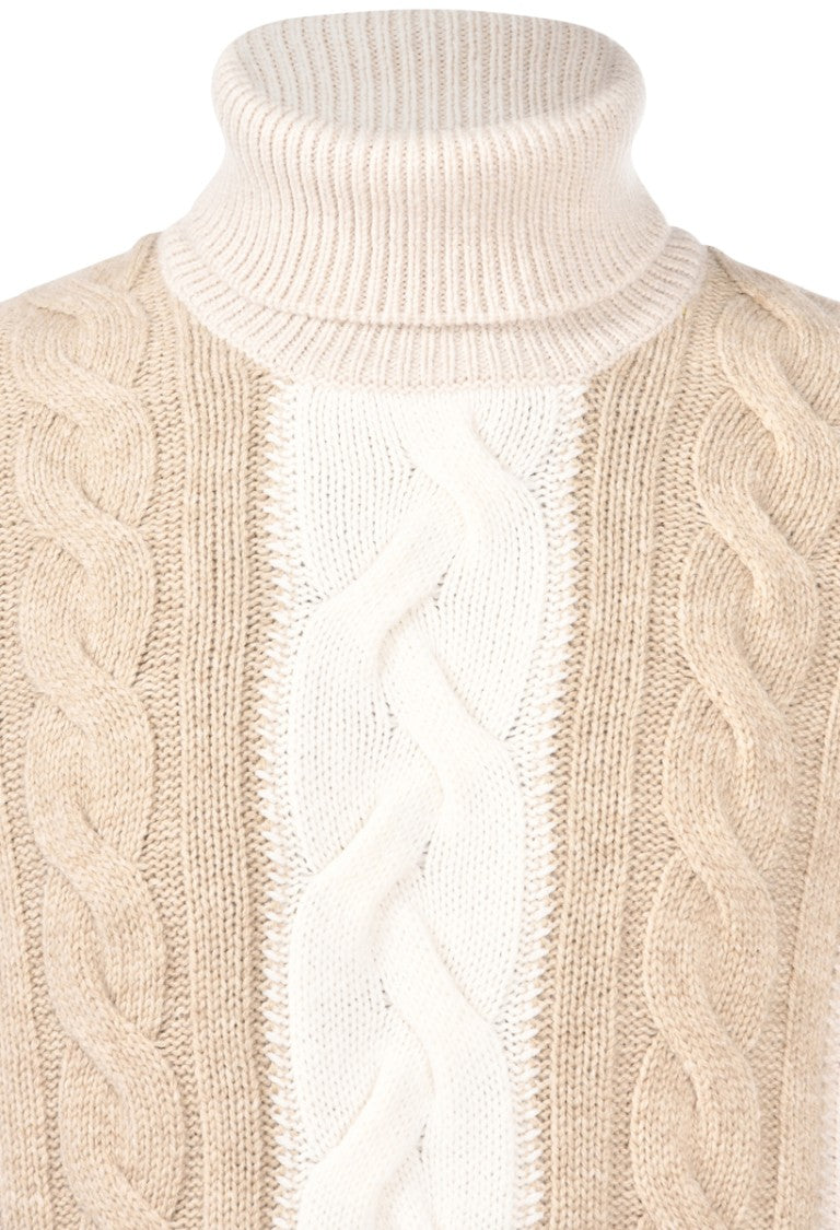Gran Sasso High Neck Cable Knit Sweater