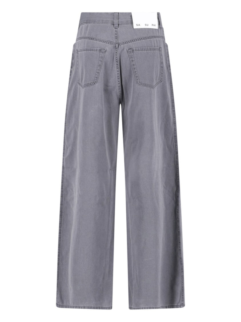 Sa Su Phi Grey Mid-Rise Wide-Leg Denim Jeans