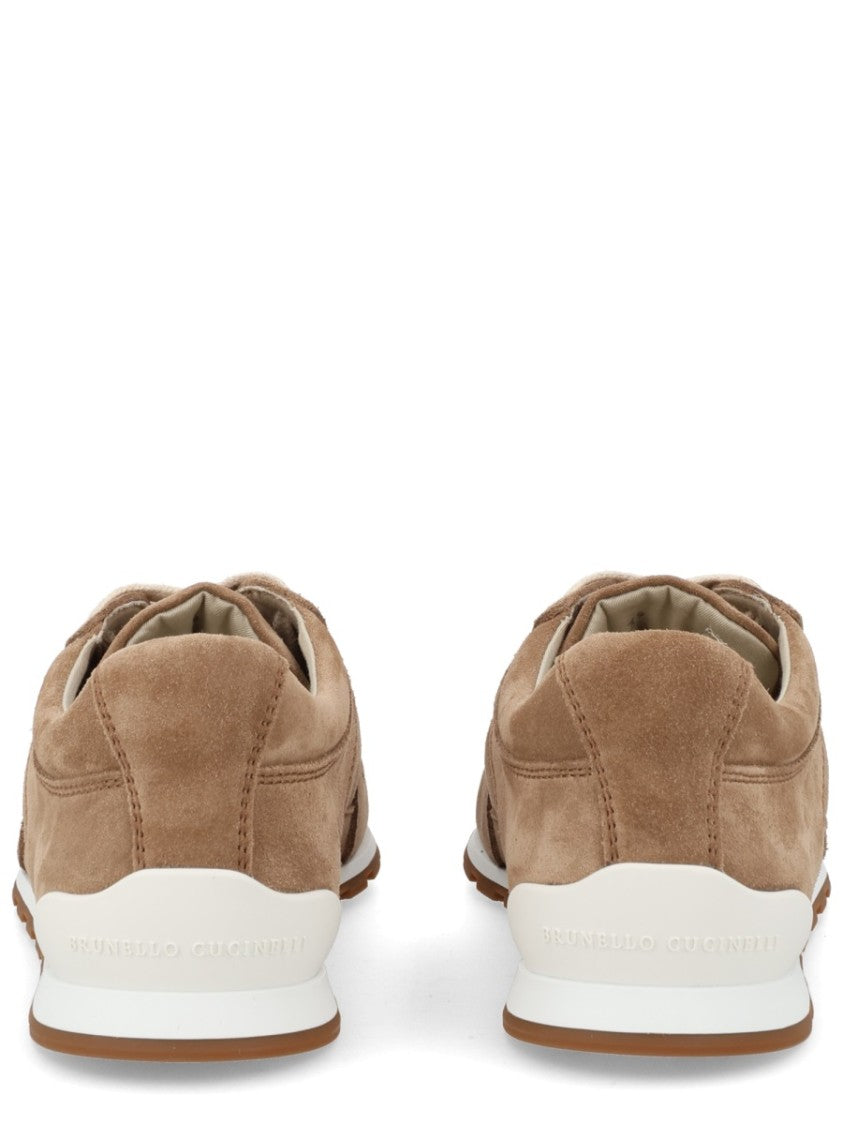 Brunello Cucinelli Brown Low-Top Calf Leather Suede Sneakers