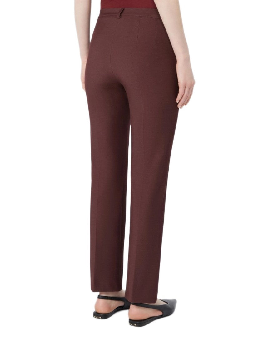 Max Mara Burgundy Tailored Trousers With Flared Hem And Concealed Fastening