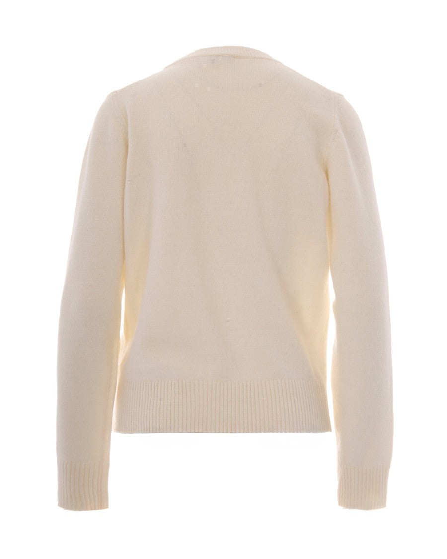 Ganni Intarsia Graphic Knit Sweater In Creamy Base