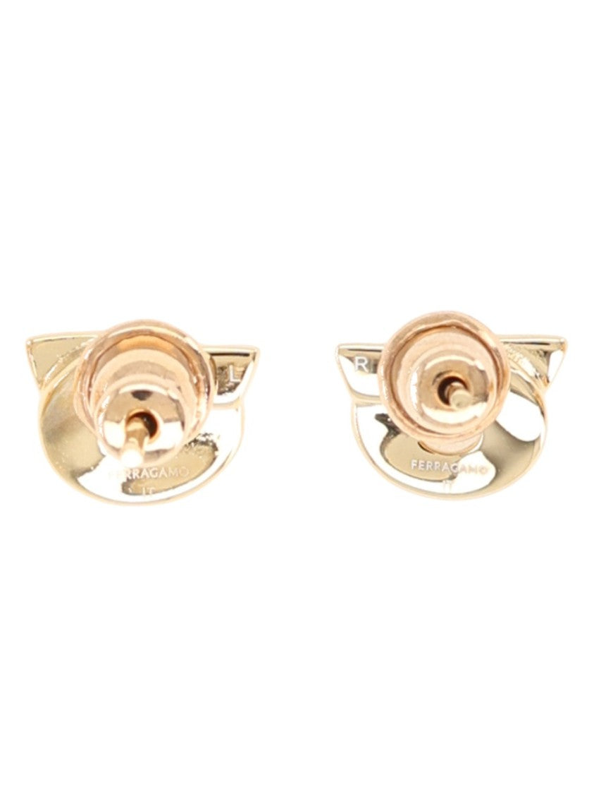 Ferragamo Hooks Graceful Curves Gold Tone Brass Earrings