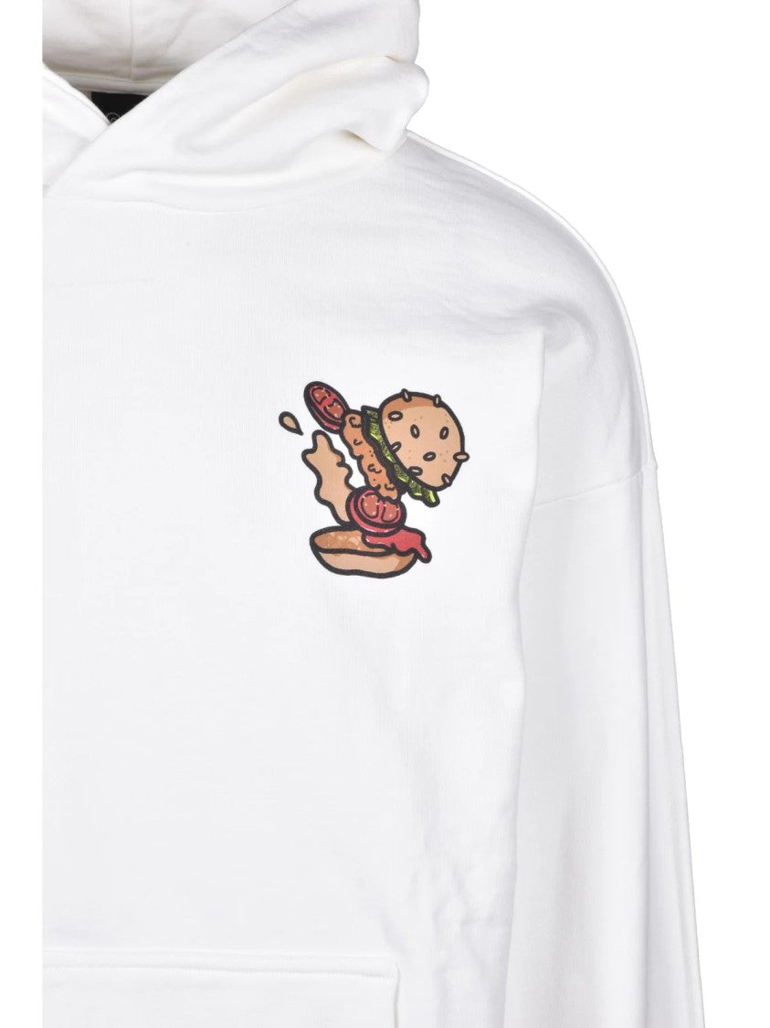 Inbetweeners White Graphic Relaxed-Fit Cotton Hoodie