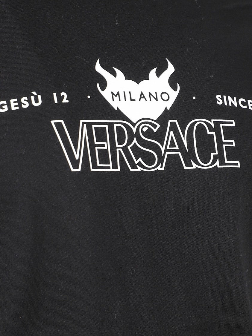 Versace Cotton Jersey Slim-Fit T-Shirt With Versace Logo Print