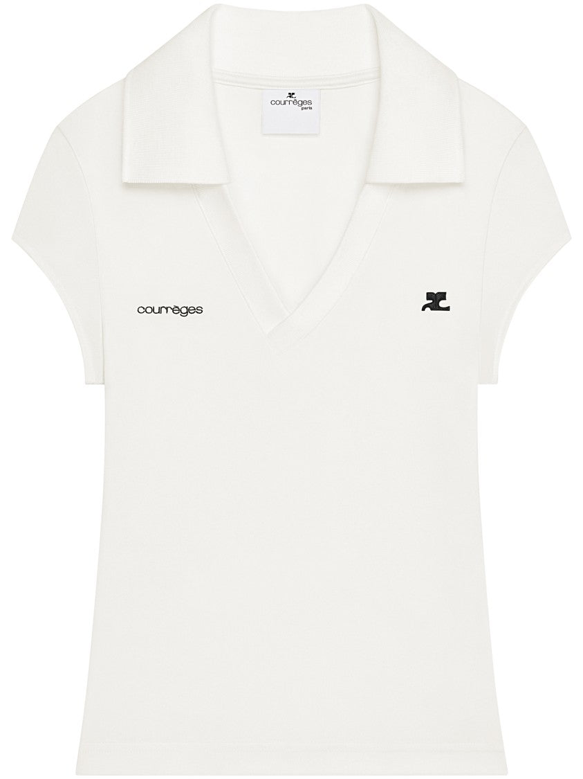 Courrèges Cropped Polo Shirt With Classic Collar
