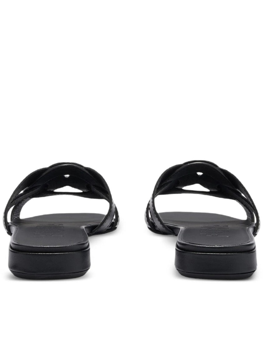 Furla Summer Sandalo Flat Black Leather Cut-Out Sandals