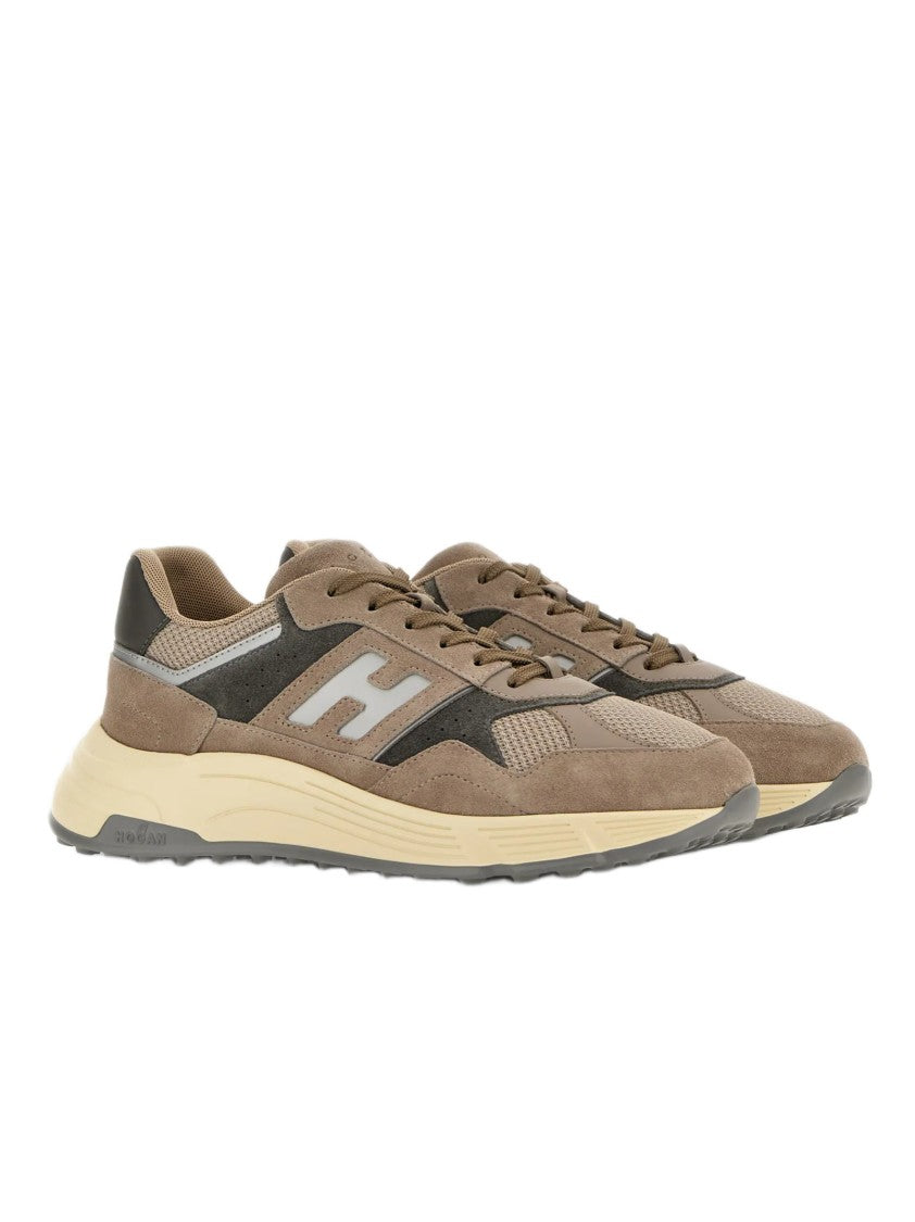 Hogan Fluid Brown Suede Sneakers With Iconic H Detailing