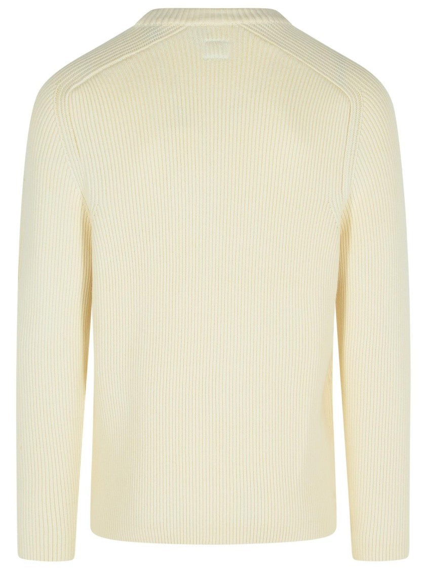 C.P. Company Full Rib' White Cotton Blend Sweater