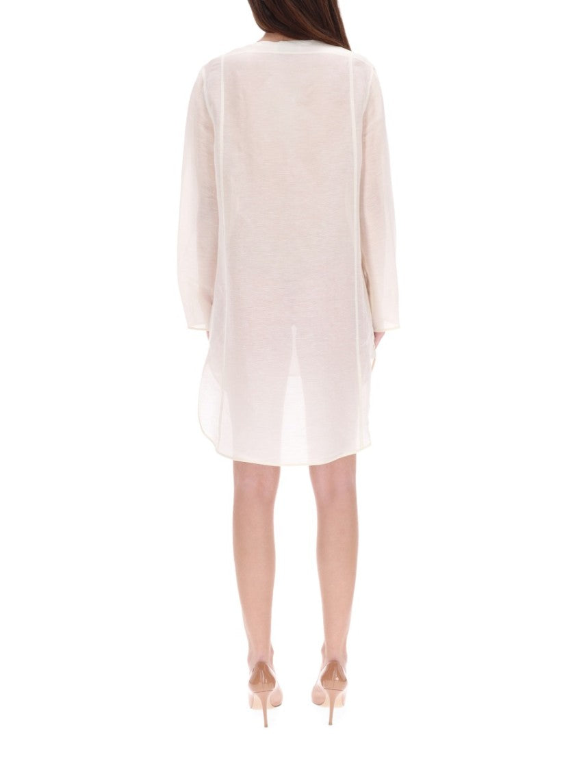Tory Burch Lightweight Linen-Silk Semi-Sheer Tunic Shirt