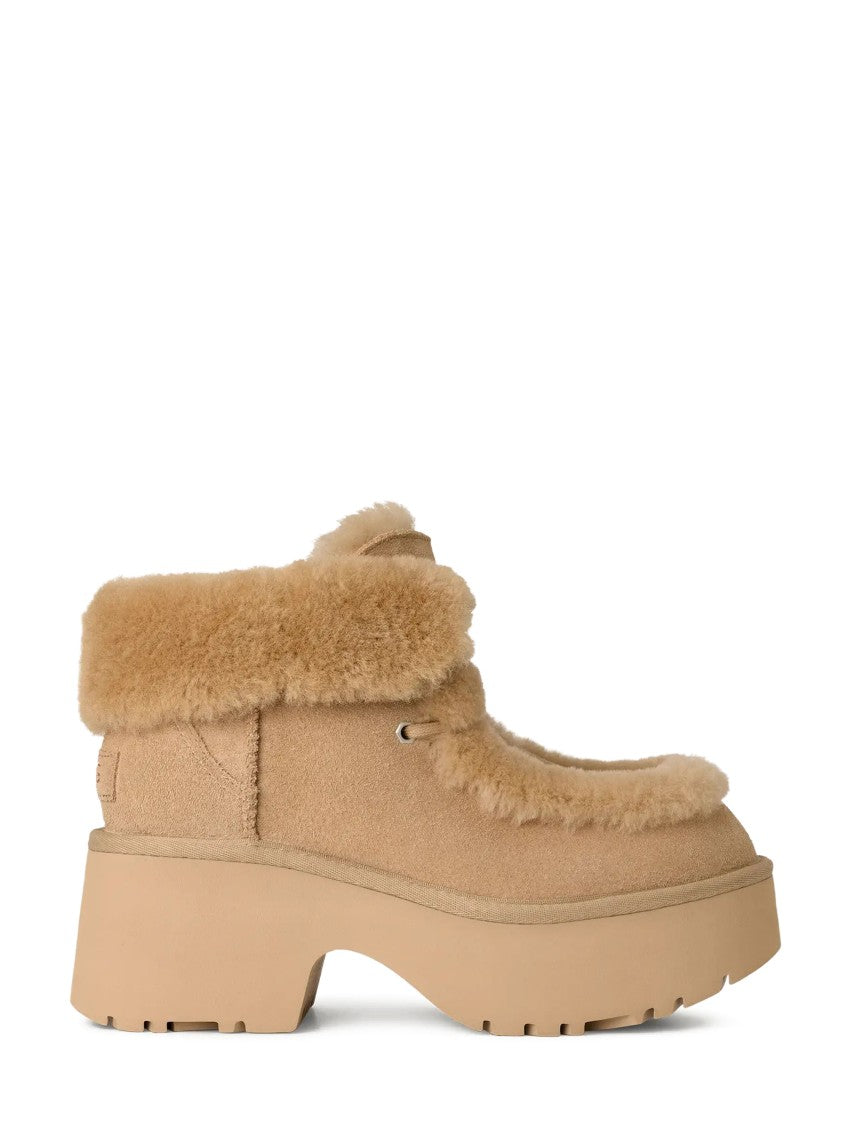 Ugg Platform Lace-Up Boots With Shearling Trim