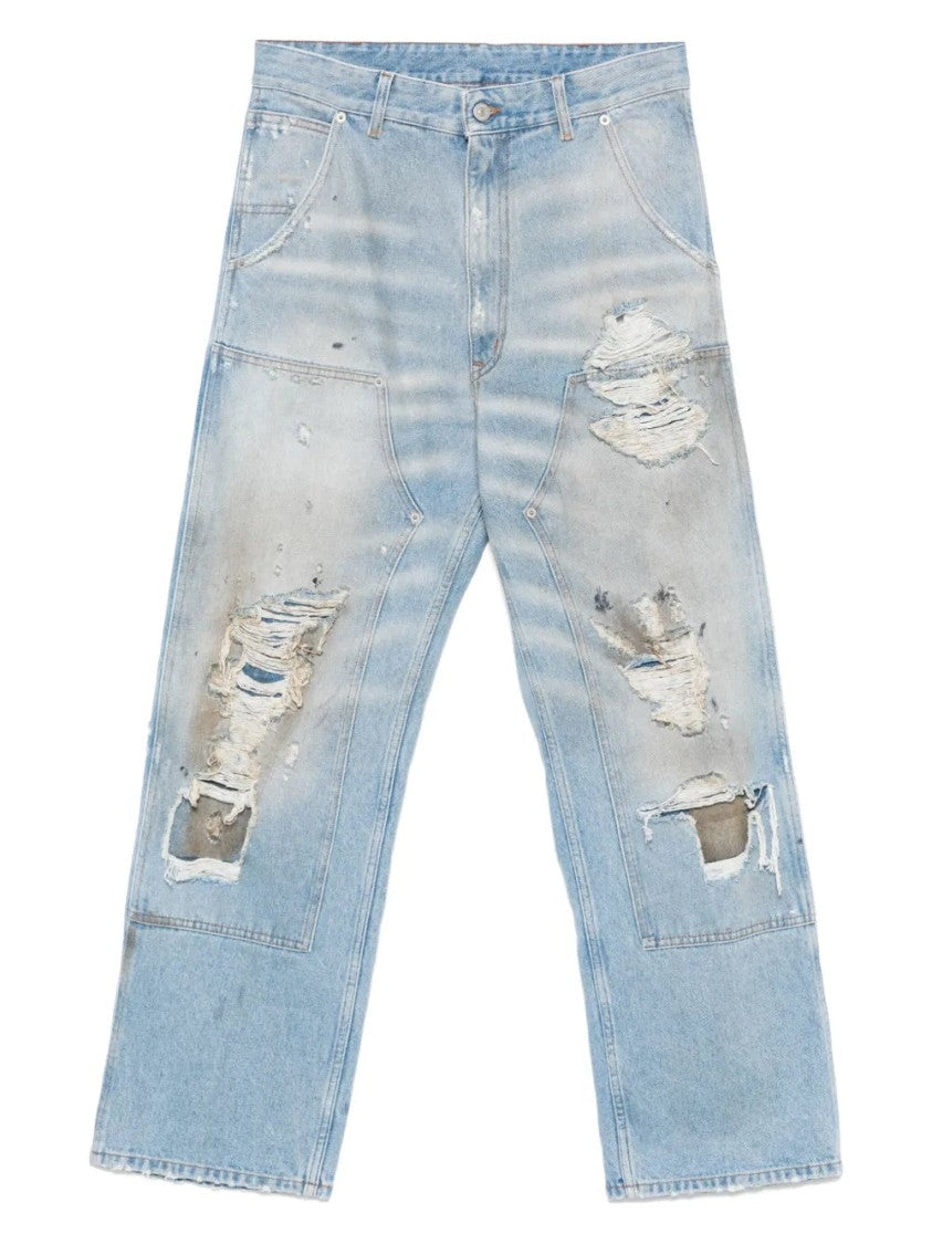 Mm6 By Maison Margiela Indigo Blue Distressed Jeans