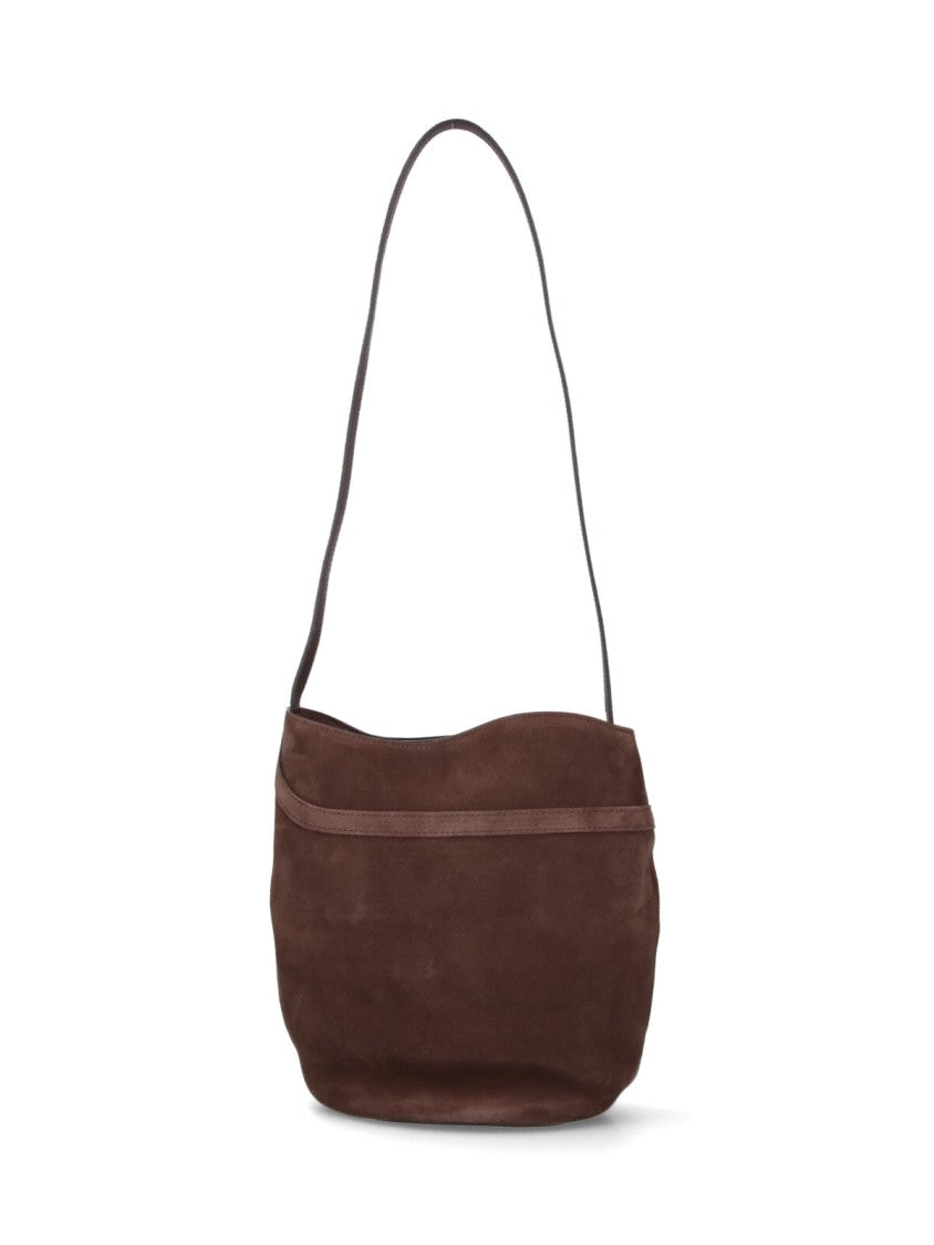 Liffner Brown Belted Suede Bucket Bag