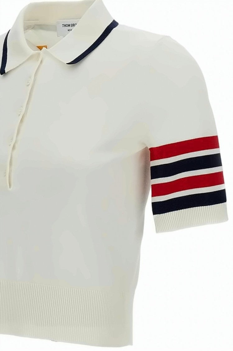 Thom Browne Cropped Polo Shirt With Contrasting Trim