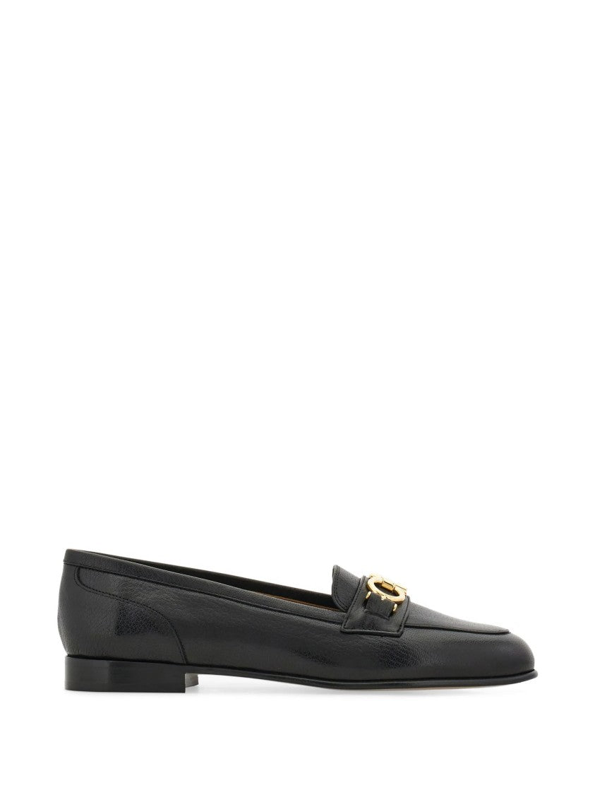 Salvatore Ferragamo Goat Skin Leather Gold Bit Loafers