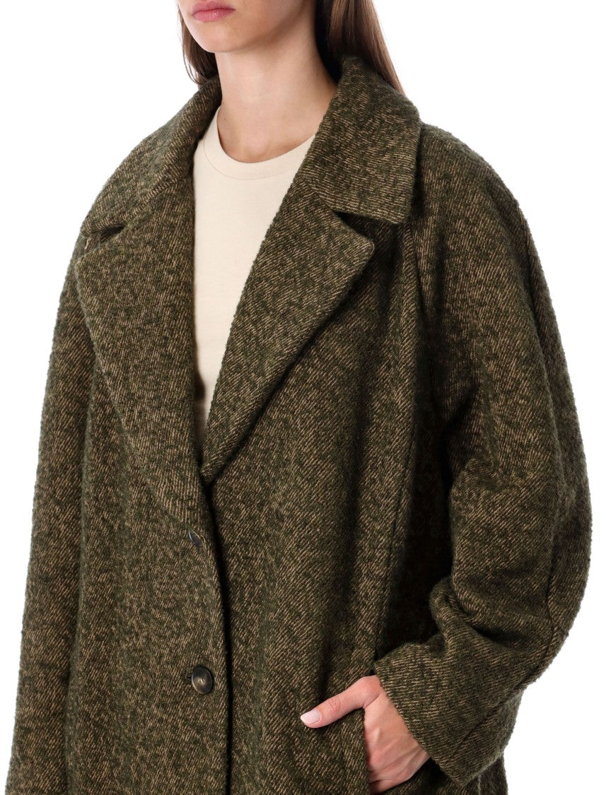 Emporio Armani Textured Bouclé Wool Blend Long Coat