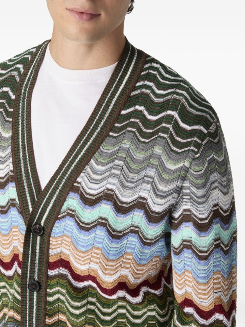 Missoni Multicolored Chevron Knit Cardigan