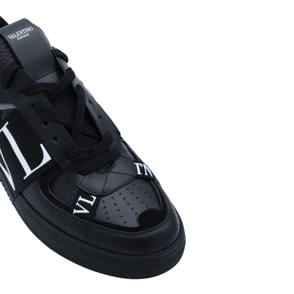 Valentino Garavani Textured Leather Sneakers With Bold Strap