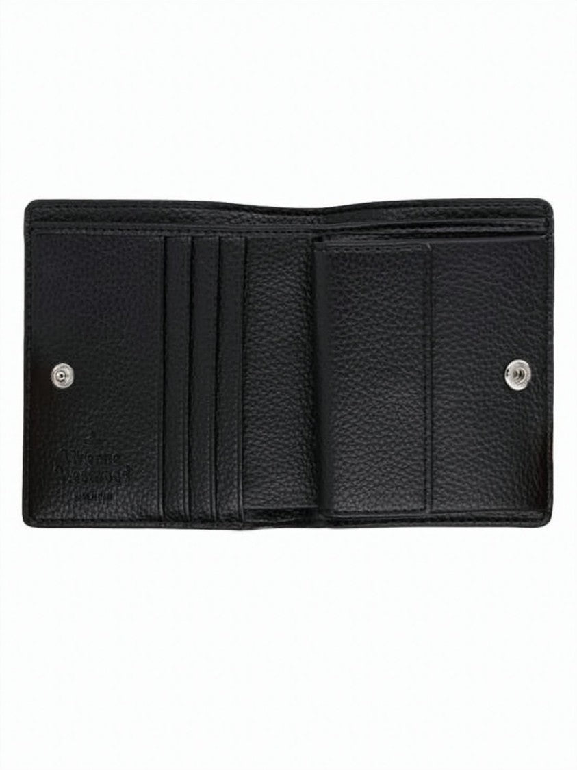 Vivienne Westwood Textured Pebbled Finish Bifold Wallet With Metallic Emblem