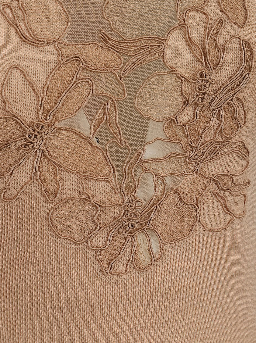 Ermanno Scervino Sleeveless Top With Floral Embroidery