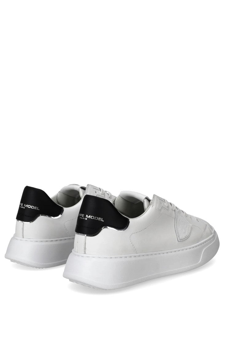 Philippe Model Temple White Black Trim Leather Sneakers