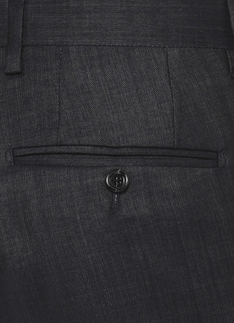 Lardini Black Pin Lapel Wool Suit