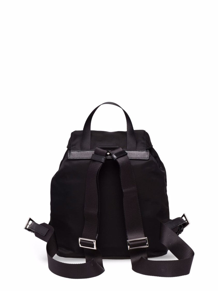 Prada Small Black Re-Nylon Backpack With Buckle Closure