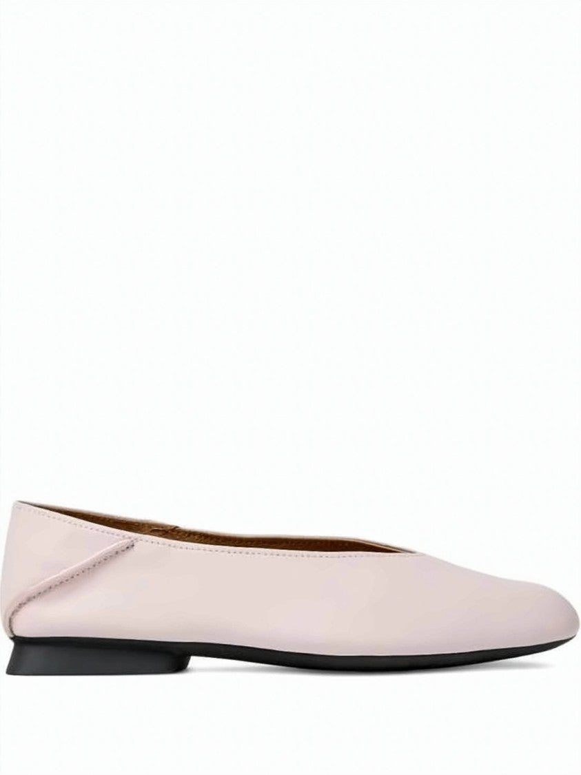 Camper Pink Minimalist Calf Leather Flats With Subtle Heel
