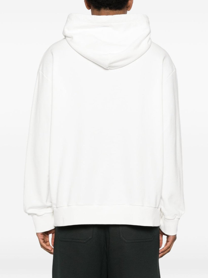 Mm6 By Maison Margiela Relaxed Fit White Hoodie With Diffused Black Pattern