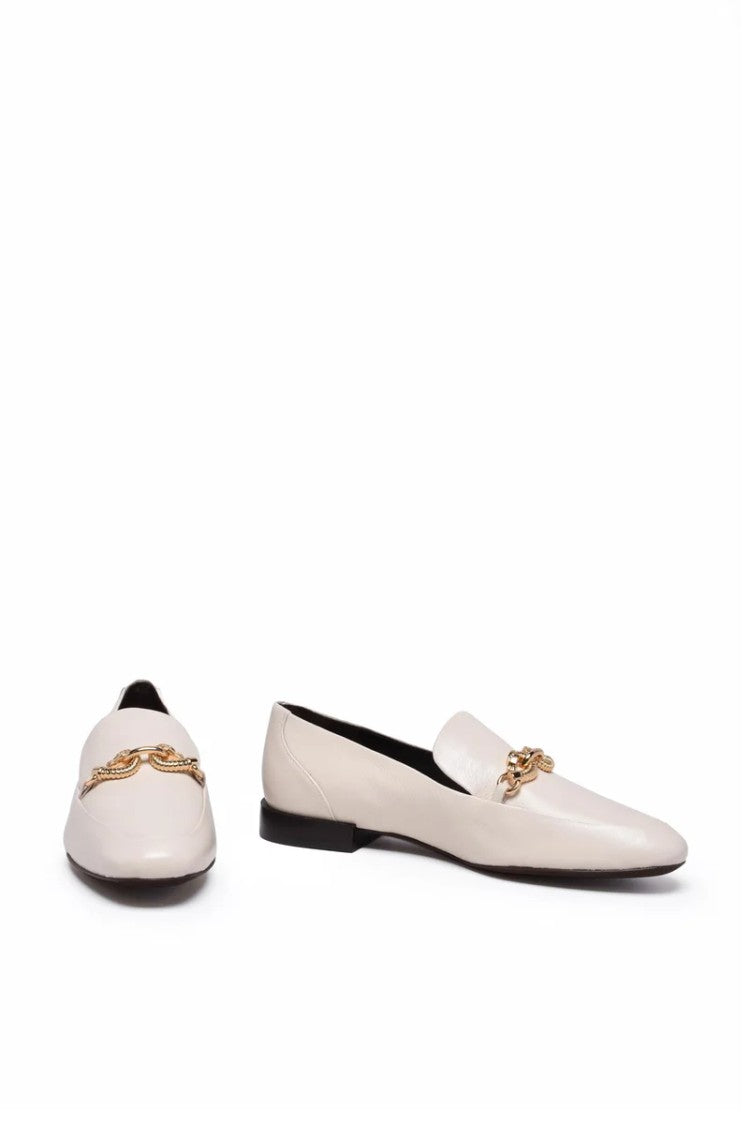 Tory Burch Leather Loafers - Cream