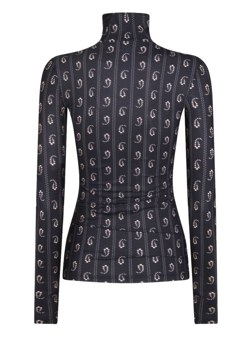 Tory Burch Fitted Long-Sleeve Top With Geometric Pattern