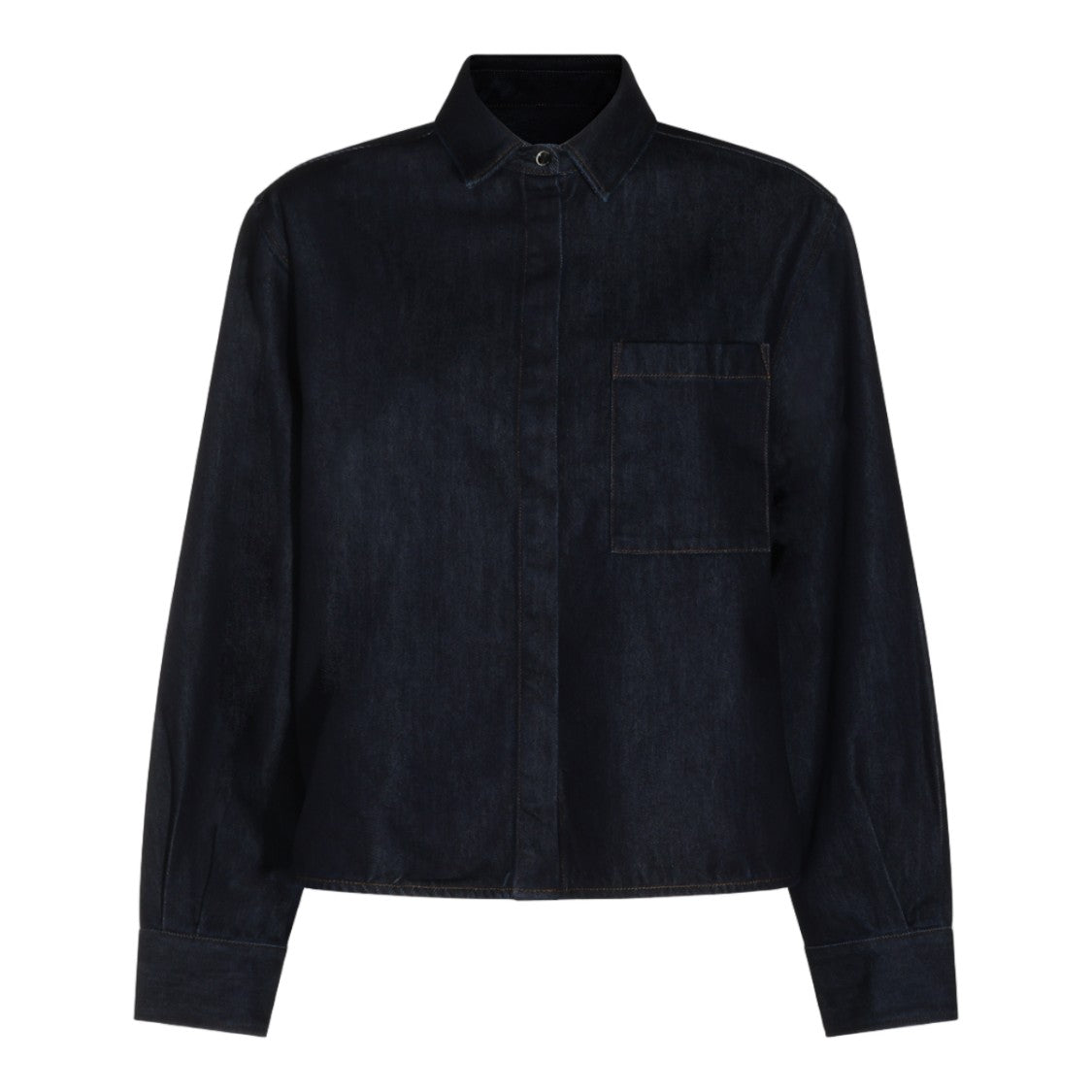 Nine In The Morning Black Denim-Texture Concealed Placket Shirt