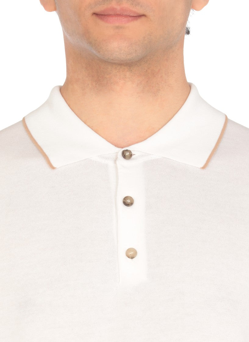 Peserico White Cotton Polo Shirt
