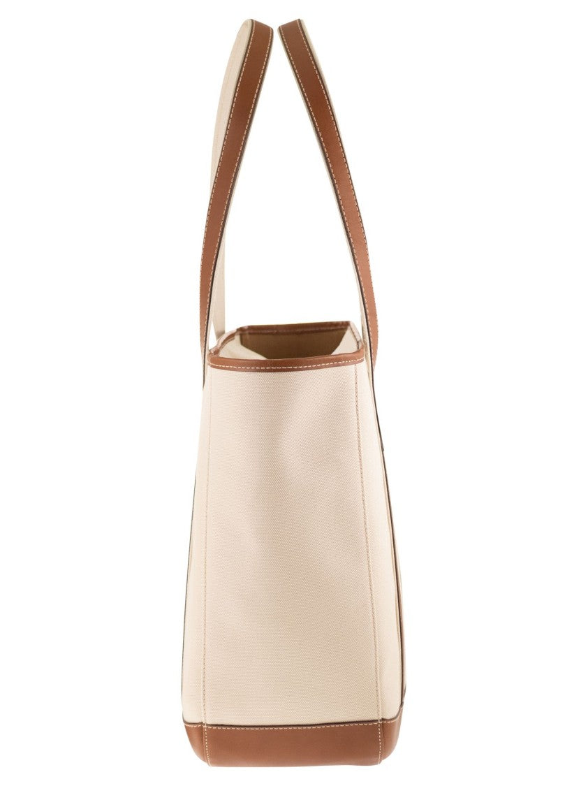 Polo Ralph Lauren Medium Cotton And Leather Tote Bag