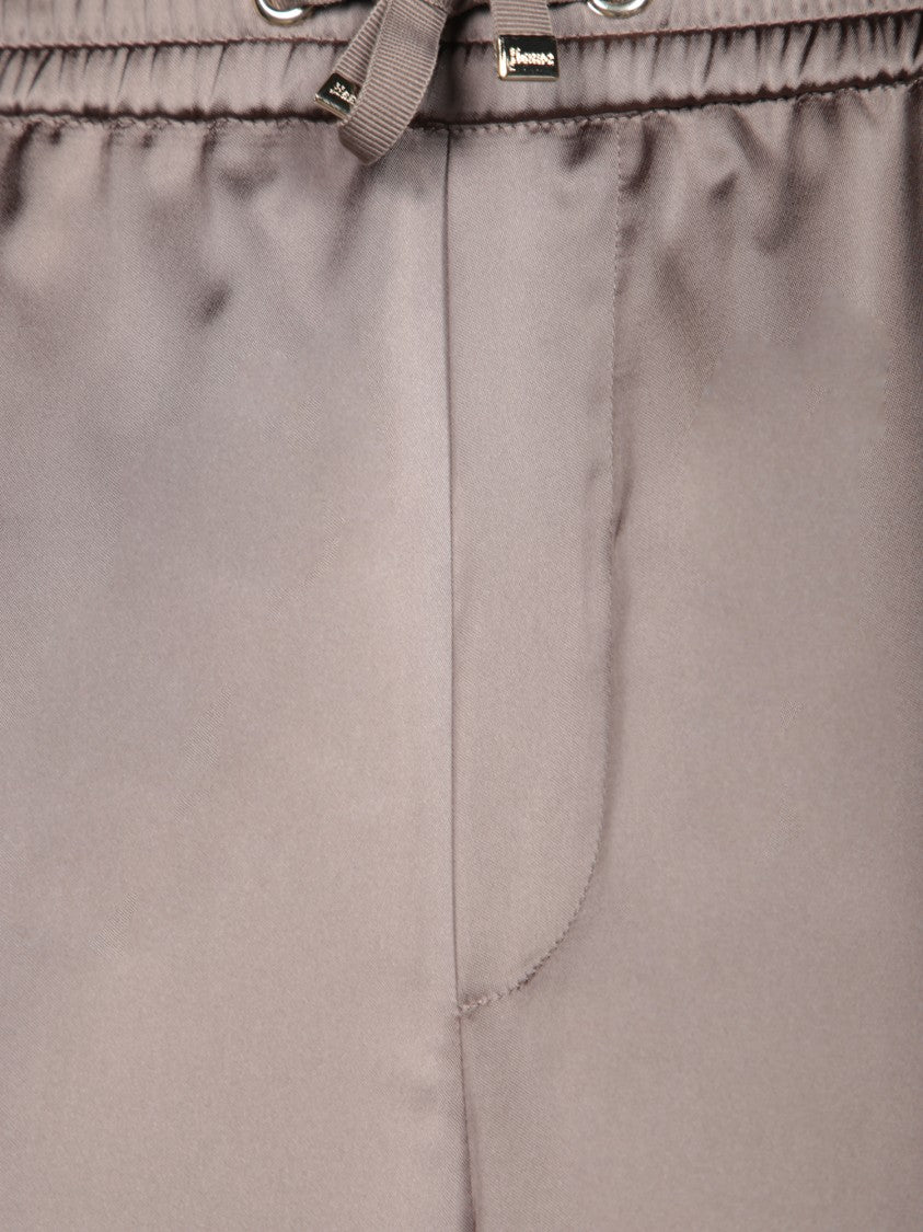 Herno Beige Satin Adjustable Waist Trousers
