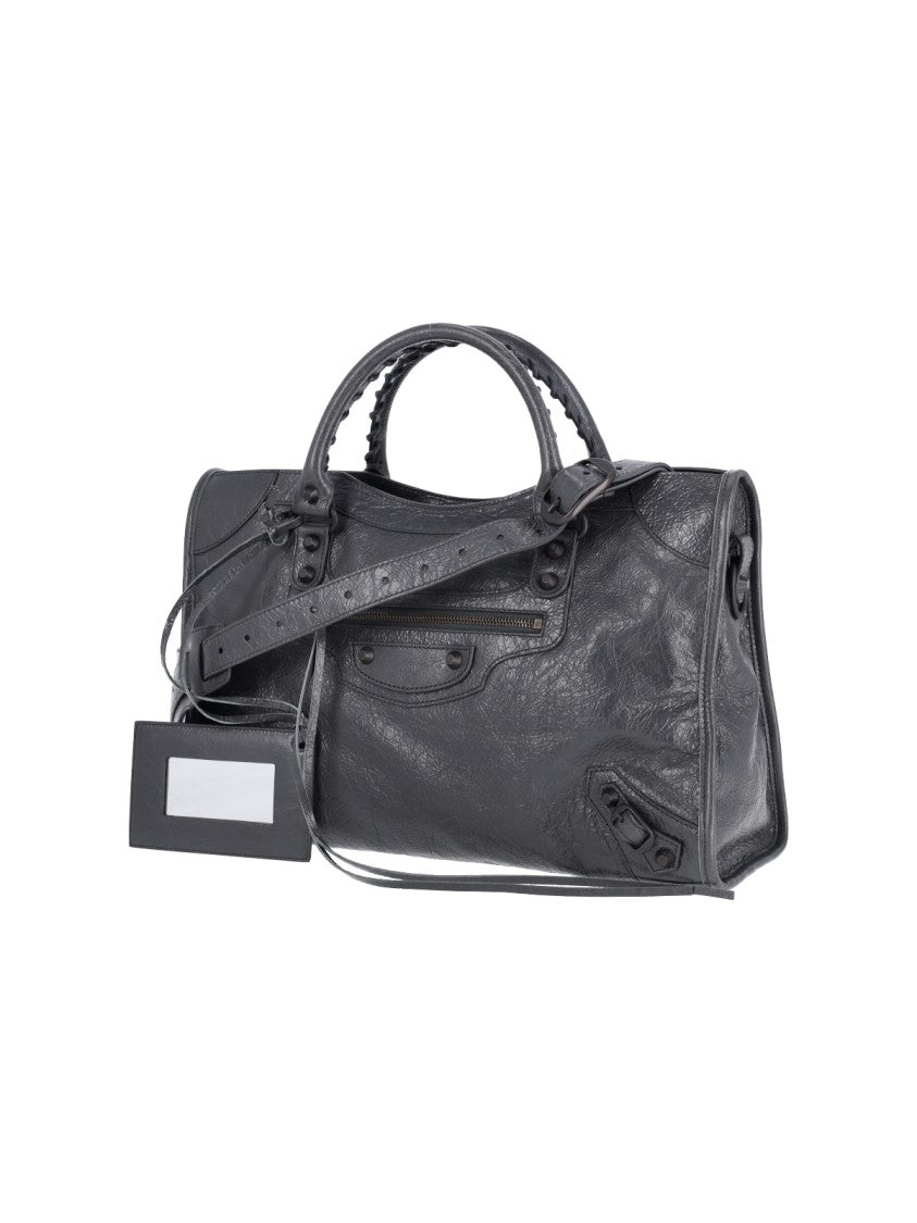 Balenciaga Medium Le City Grey Lambskin Shoulder Bag