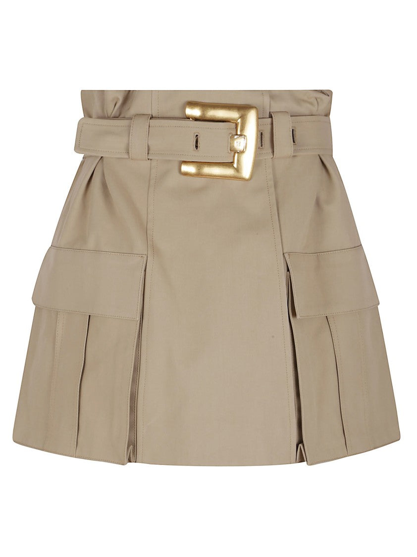 Balmain Gabardine Mini Skirt With Gold-Tone Hardware