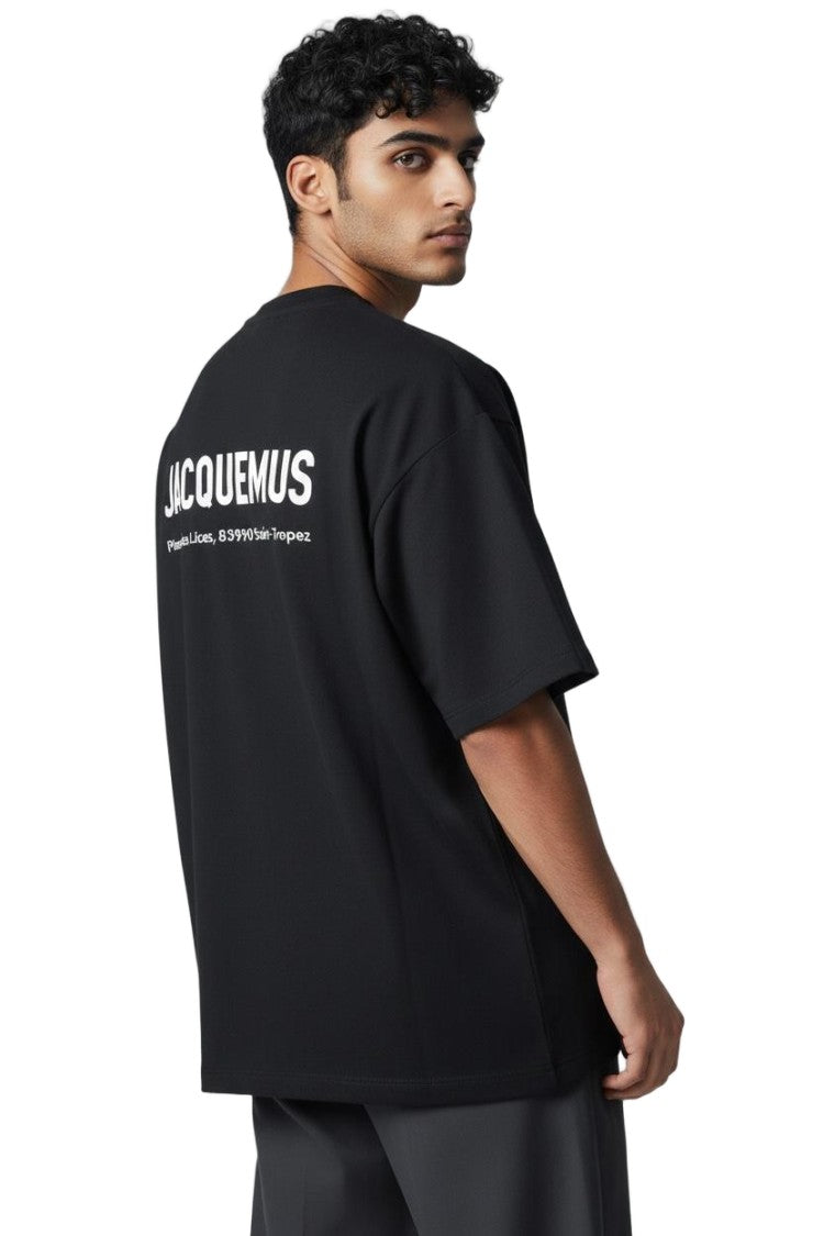 Jacquemus Loose-Fitting Black T-Shirt With Logo Details