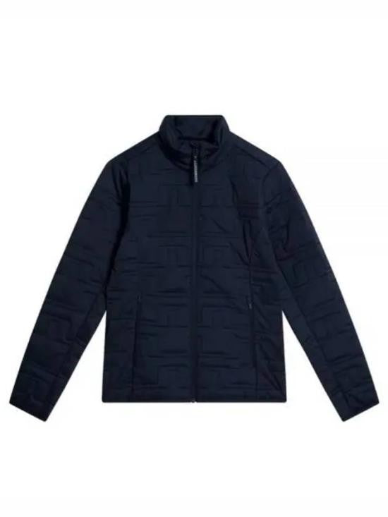 J Lindeberg Quilted Black Jacket With High Collar And Embossed Pattern