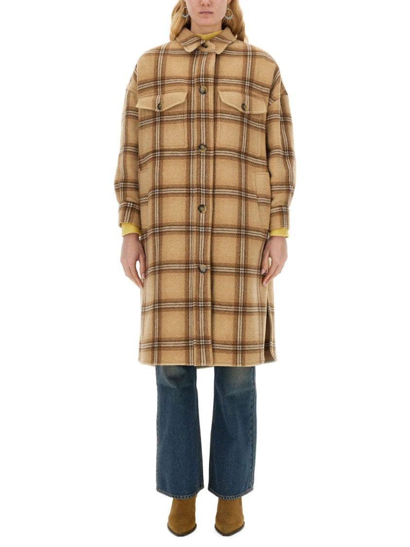 Isabel Marant Classic Plaid Oversized Coat With Soft Texture